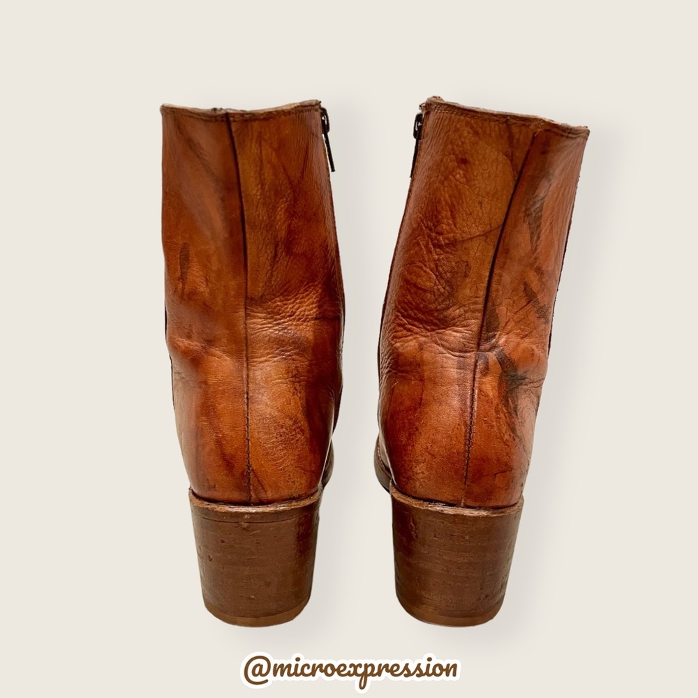 Frye Campus 14L Cognac Brown Leather Vintage Short Zip Up Mid-calf Lug AnkleBoot - Picture 9 of 11
